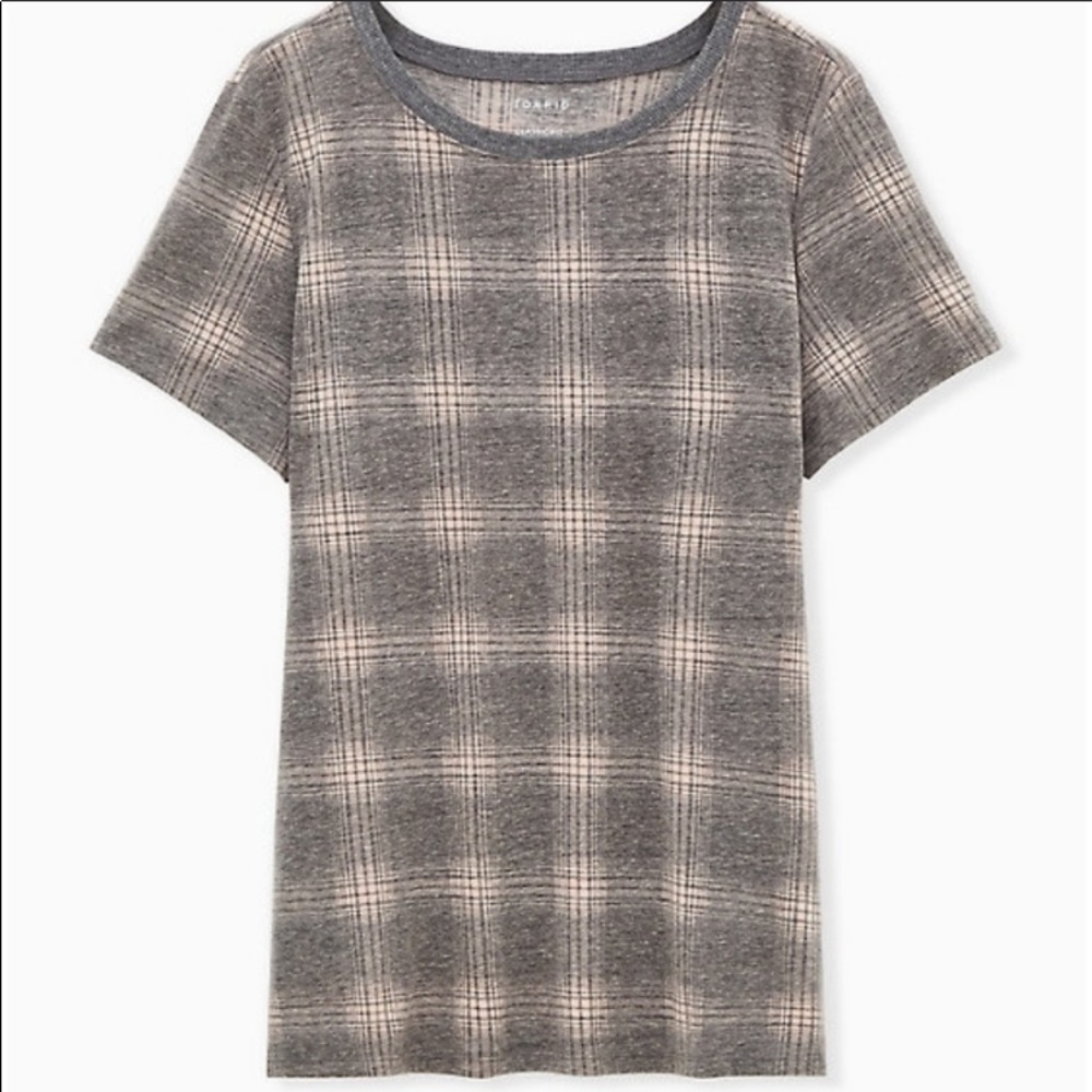 Torrid pink and grey plaid shirt. Size 0.